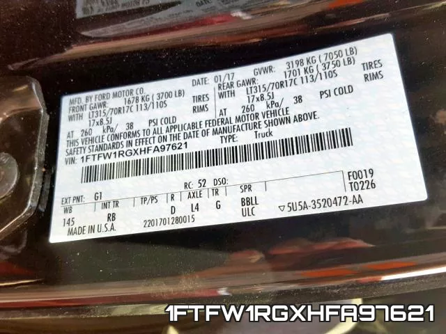 1FTFW1RGXHFA97621 фото 2