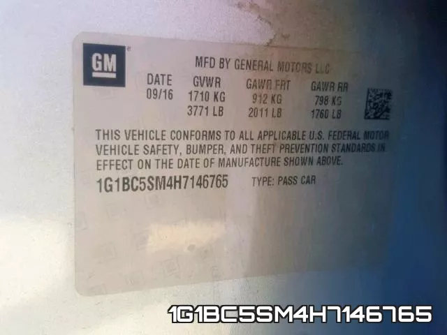 1G1BC5SM4H7146765 фото 2