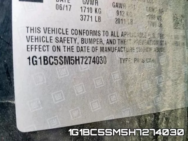 1G1BC5SM5H7274030 фото 2
