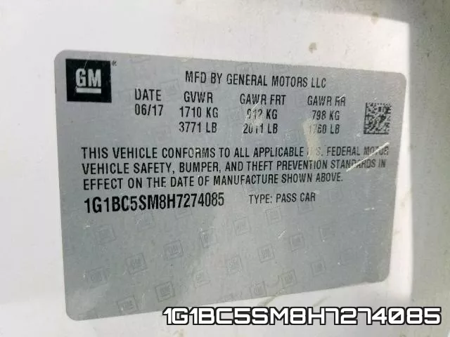 1G1BC5SM8H7274085 фото 2