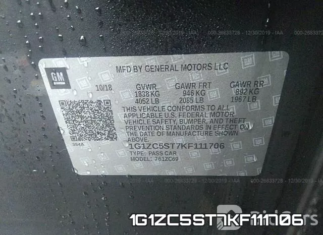 1G1ZC5ST7KF111706 фото 9