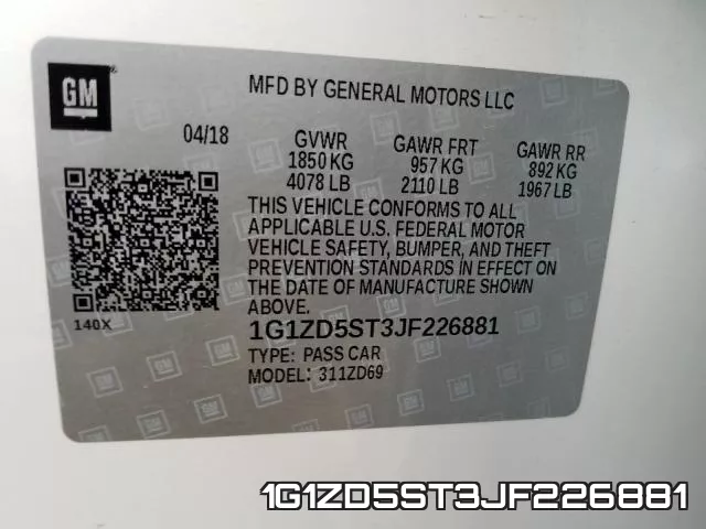 1G1ZD5ST3JF226881 фото 2