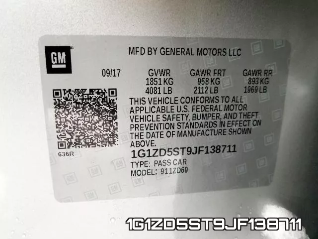 1G1ZD5ST9JF138711 фото 2