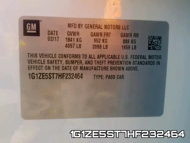 1G1ZE5ST7HF232464 фото 2