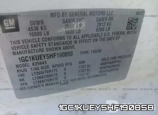 1GC1KUEY5HF190858 фото 10