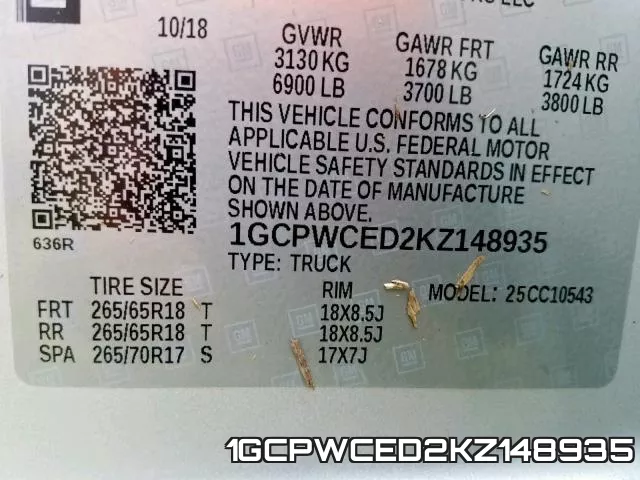 1GCPWCED2KZ148935 фото 2