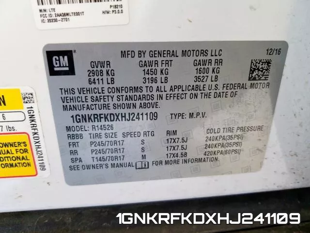 1GNKRFKDXHJ241109 фото 2