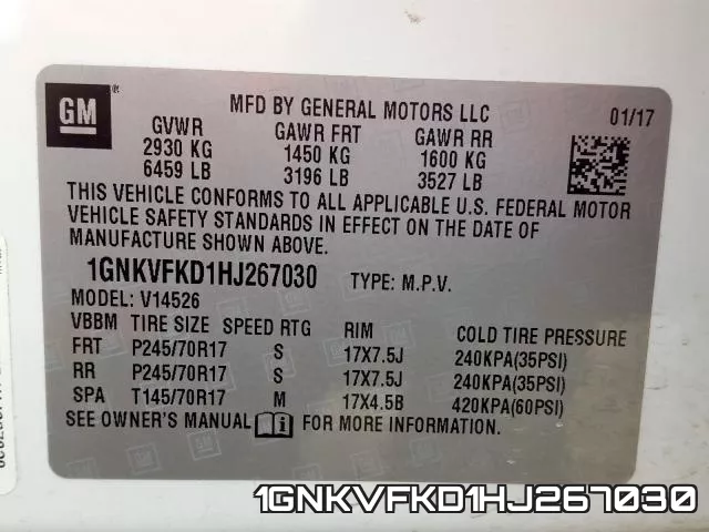 1GNKVFKD1HJ267030 фото 2
