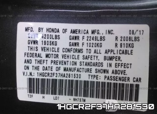 1HGCR2F37HA281530 фото 9