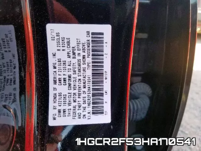 1HGCR2F53HA170541 фото 2