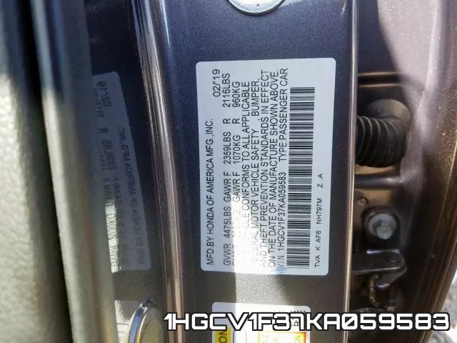 1HGCV1F37KA059583 фото 2