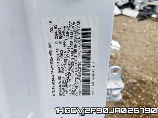 1HGCV2F90JA026790 фото 2