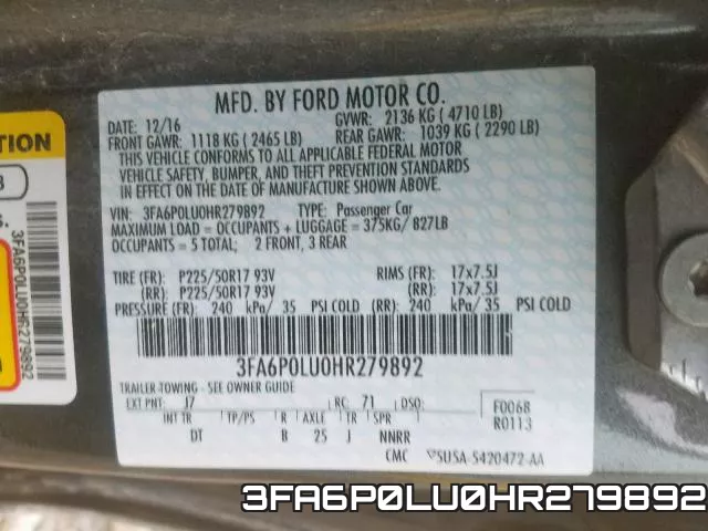 3FA6P0LU0HR279892 фото 2