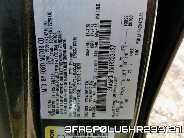 3FA6P0LU6HR233127 фото 2