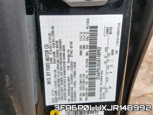 3FA6P0LUXJR148992 фото 2