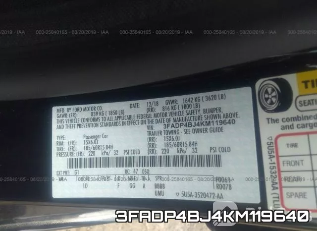 3FADP4BJ4KM119640 фото 8