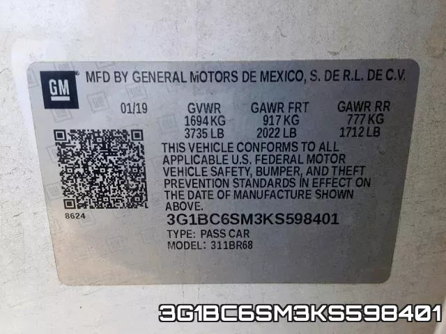 3G1BC6SM3KS598401 фото 2
