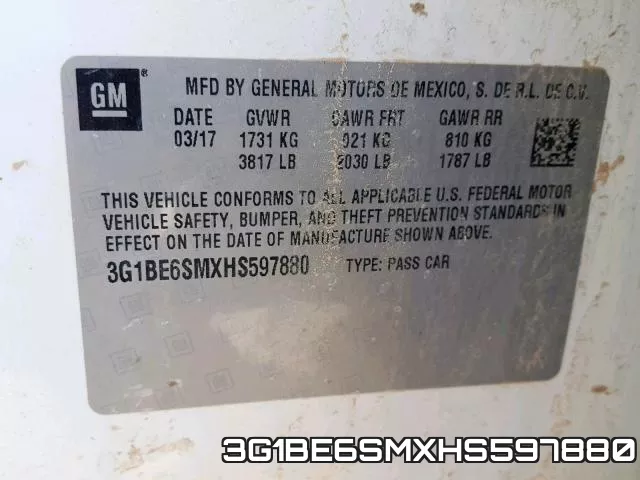 3G1BE6SMXHS597880 фото 2