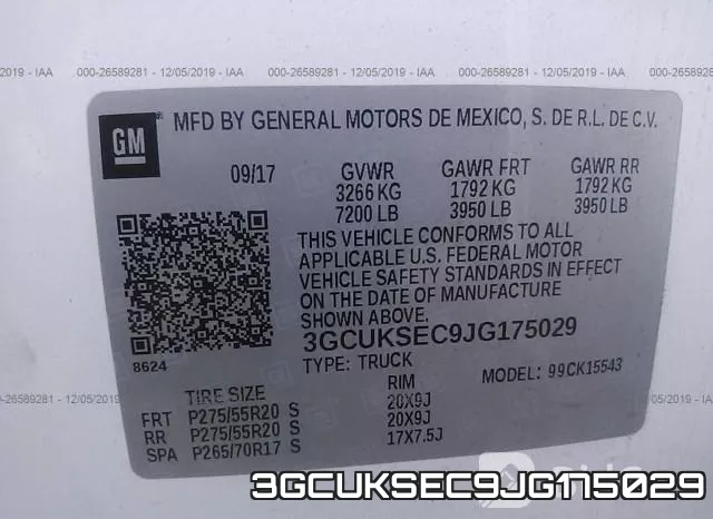 3GCUKSEC9JG175029 фото 7