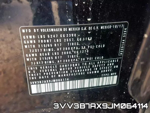 3VV3B7AX9JM064114 фото 2