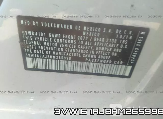 3VW167AJ8HM265998 фото 8