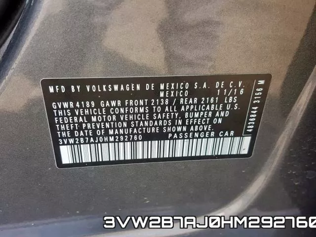 3VW2B7AJ0HM292760 фото 2