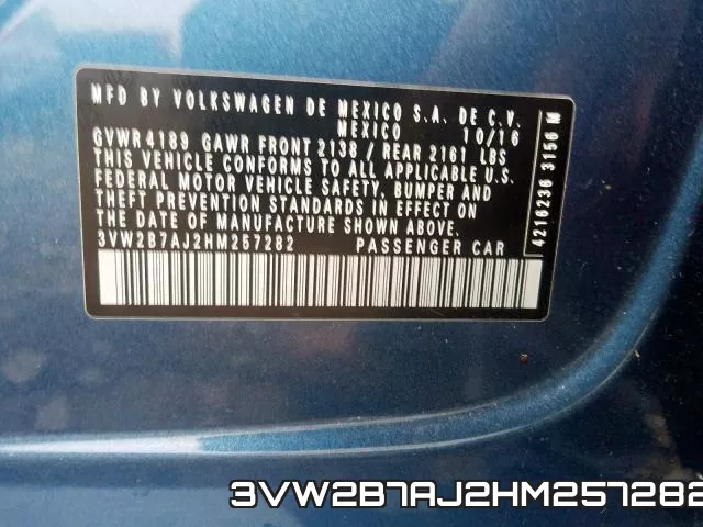 3VW2B7AJ2HM257282 фото 2