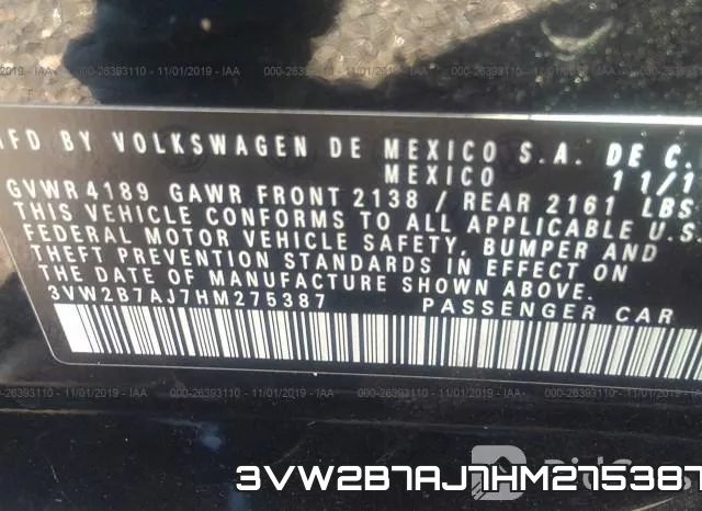 3VW2B7AJ7HM275387 фото 9