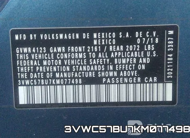 3VWC57BU7KM077498 фото 6