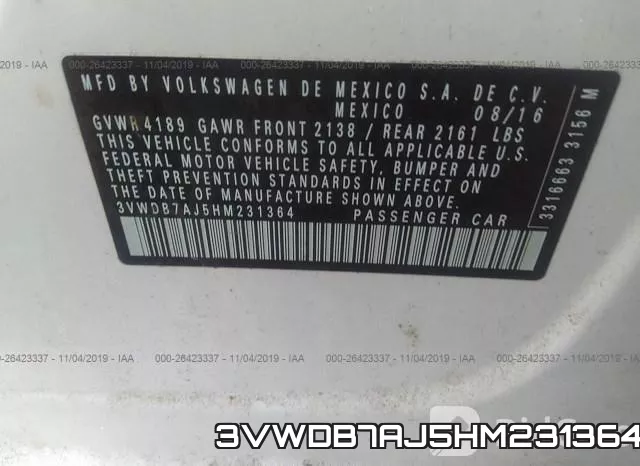 3VWDB7AJ5HM231364 фото 10
