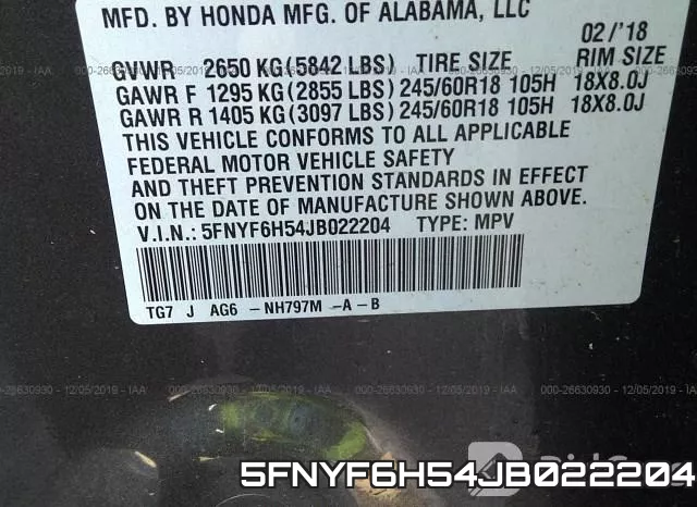 5FNYF6H54JB022204 фото 10