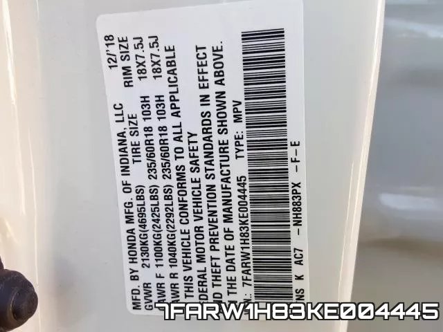 7FARW1H83KE004445 фото 2