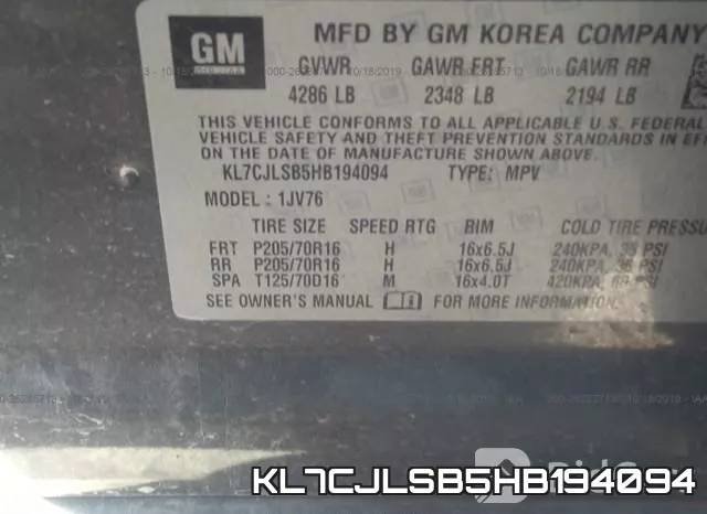 KL7CJLSB5HB194094 фото 10