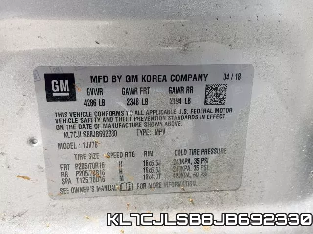 KL7CJLSB8JB692330 фото 2