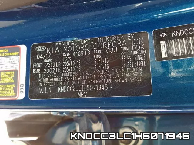KNDCC3LC1H5071945 фото 2