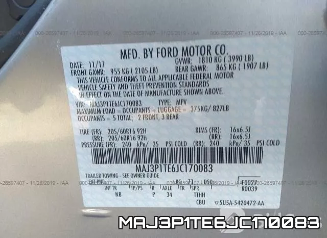 MAJ3P1TE6JC170083 фото 9