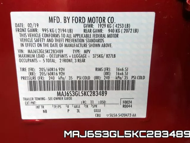 MAJ6S3GL5KC283489 фото 2