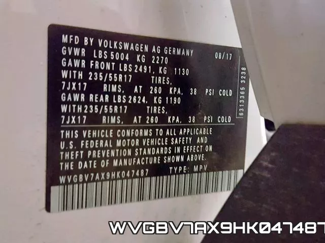 WVGBV7AX9HK047487 фото 2