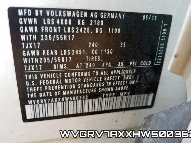 WVGRV7AXXHW500362 фото 2