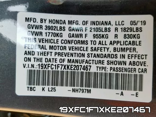 19XFC1F7XKE207467 фото 2