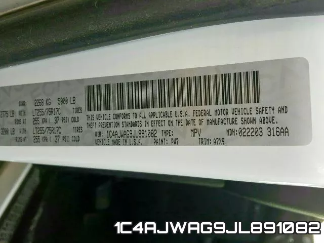 1C4AJWAG9JL891082 фото 2
