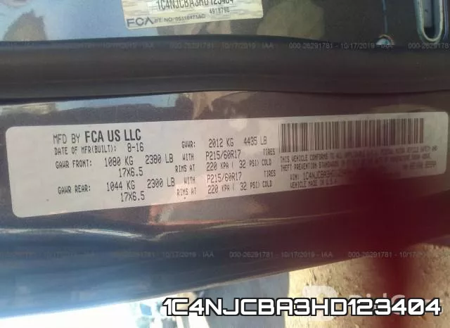 1C4NJCBA3HD123404 фото 10