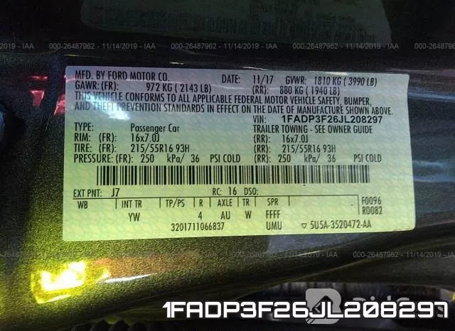 1FADP3F26JL208297 фото 9