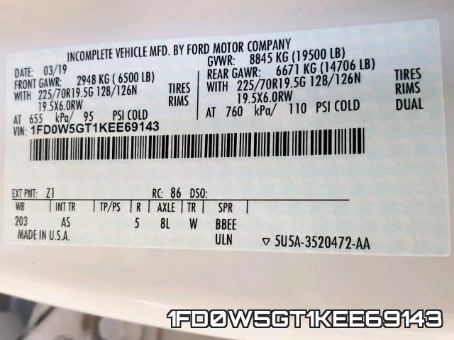 1FD0W5GT1KEE69143 фото 2