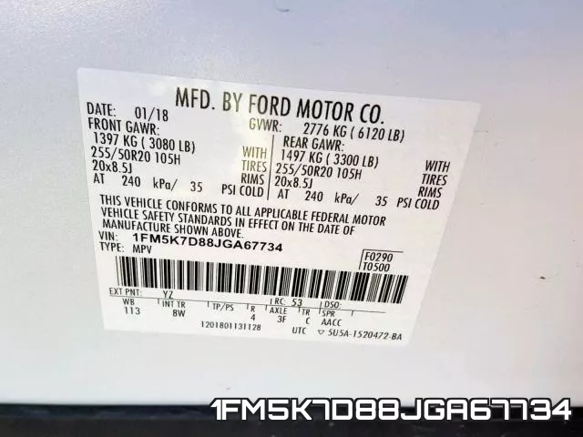 1FM5K7D88JGA67734 фото 2