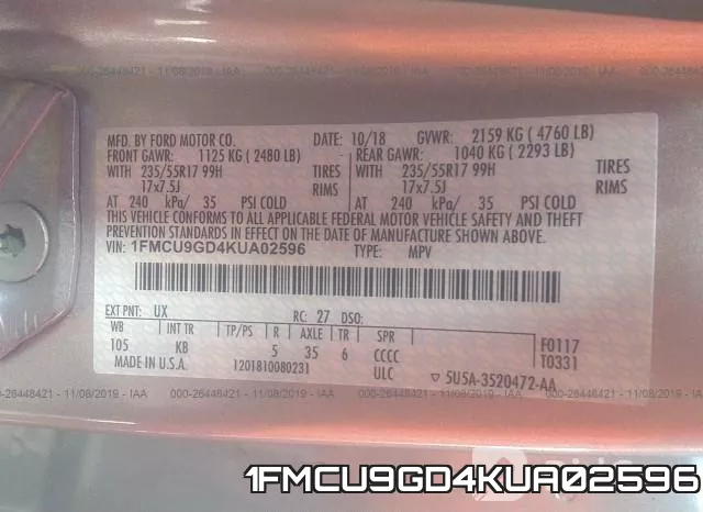 1FMCU9GD4KUA02596 фото 10