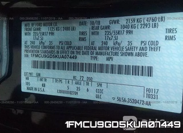1FMCU9GD5KUA07449 фото 10
