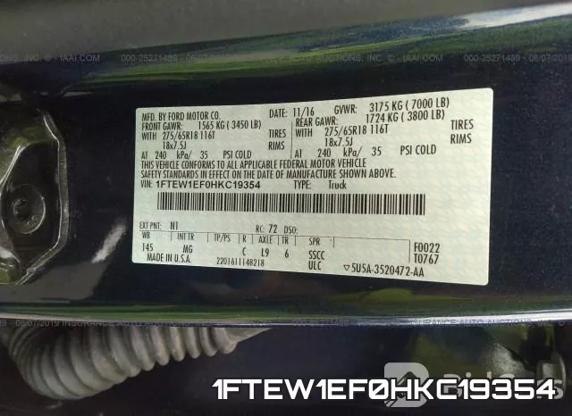 1FTEW1EF0HKC19354 фото 9