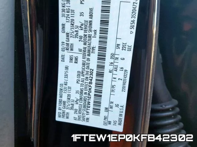 1FTEW1EP0KFB42302 фото 2