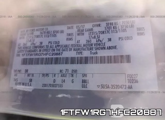1FTFW1RG7HFC20887 фото 10